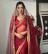 Sangriya Sada Saubhagyavati bhava Maroon Mesh one minute Saree and Blouse with Dupatta Set