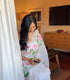 Unstitced Dahlia Flower Hand Painted Pure Organza Saree