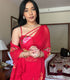 Elegant Queen Raspberry Handpainted Organza One Minute Saree