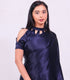 Charis Navy Blue Satin Stitched Blouse