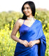 Unstitched Kingfisher Blue Satin Saree