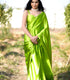 Unstitched Green Diamond Satin Saree