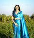 Unstitched Ferozi Satin Saree