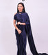 Unstitched Charis Navy Blue Satin Saree