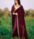 Unstitched Wine Velvet Saree