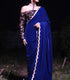 Unstitched Royal Blue Velvet Saree
