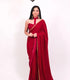Unstitched Red Velvet  Saree