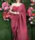 Satin pleated Burgundy Saree