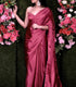 Unstitched Strawberry Satin saree