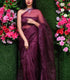 Unstitched Wine Organza Saree