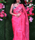 Unstitched Hot Pink Organza Saree