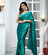 Unstitched Rama green saree
