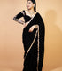 Queens Scallops Velvet Black Saree