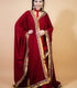 Deep Red Sada saubhagyavati bhava velvet saree with shall